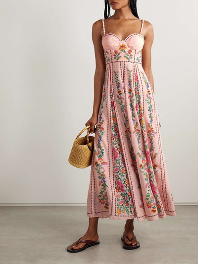 Robe longue en voile de coton mélangé à imprimé floral