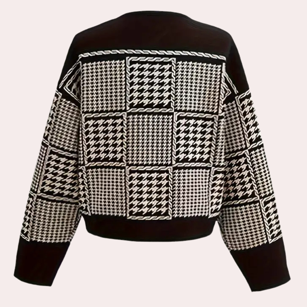 LAVINA - Cardigan Femme Pied-de-Poule Élégant et Moderne