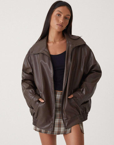 Veste Oversize en Simili Cuir | Style Décontracté | Veste Polyvalente