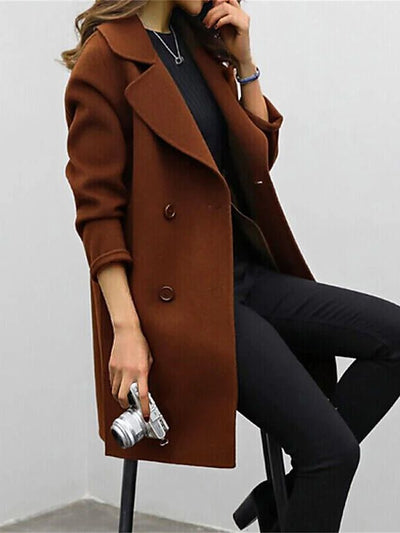 Manteau Classique à Double Boutonnage | Élégance Intemporelle | Coupe Mi-Cuisse