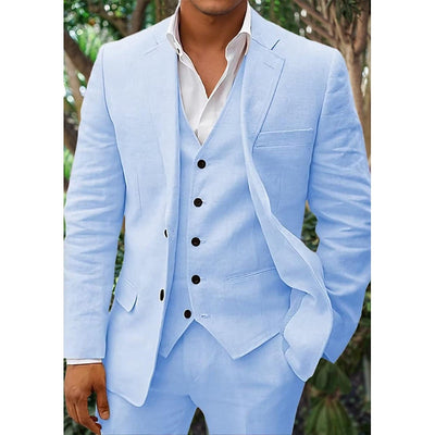 Ensemble en lin pour hommes : blazer, gilet et pantalon