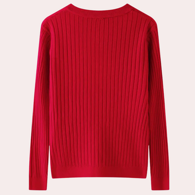 COLLEEN - Pull à Col V avec Détails Boutons pour Femmes