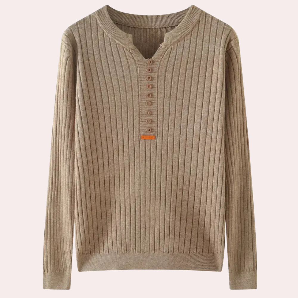 COLLEEN - Pull à Col V avec Détails Boutons pour Femmes