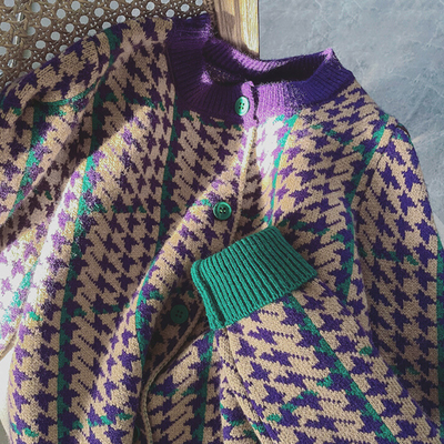 CLAUDETTA - Cardigan pied-de-poule tendance pour femmes