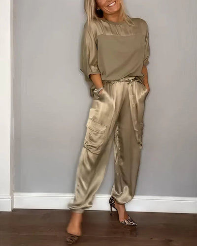 AMELIA | Completo Due Pezzi Camicetta e Pantalone Cargo Chic