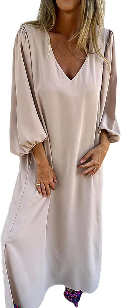 LIVIA | Vestito Lungo Bohémien con Tasche e Taglio Stilizzato
