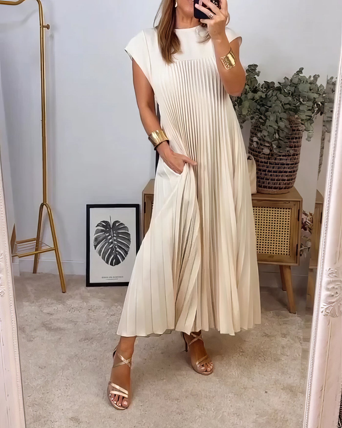 Sophie™ | Robe Plissée Simple Sans Manches