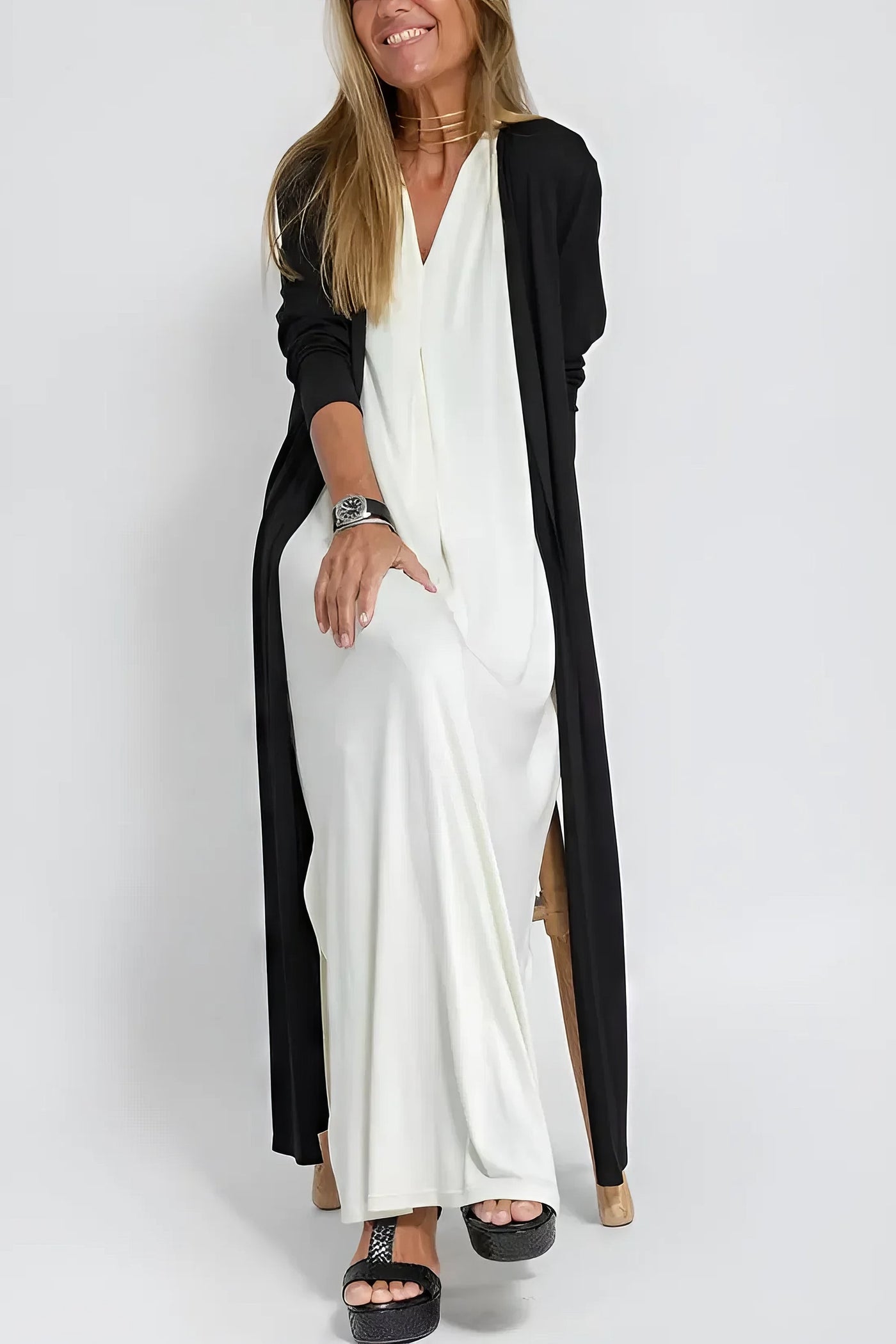 Lauren™ | Robe longue élégante + cardigan assorti OFFERT EN CADEAU
