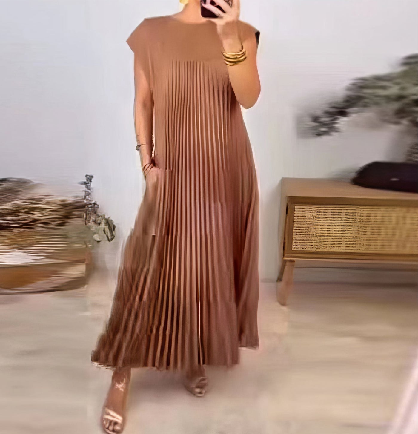 Sophie™ | Robe Plissée Simple Sans Manches