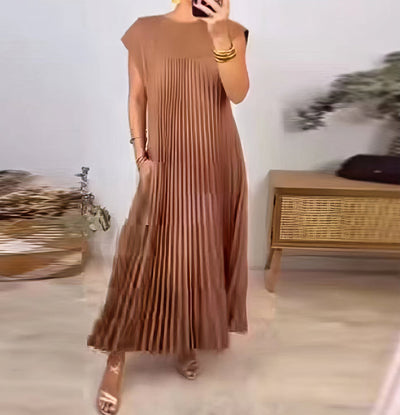 ELEONORA | Abito Plissé Senza Maniche, Elegante e Senza Tempo