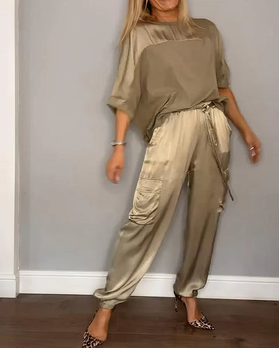 AMELIA | Completo Due Pezzi Camicetta e Pantalone Cargo Chic
