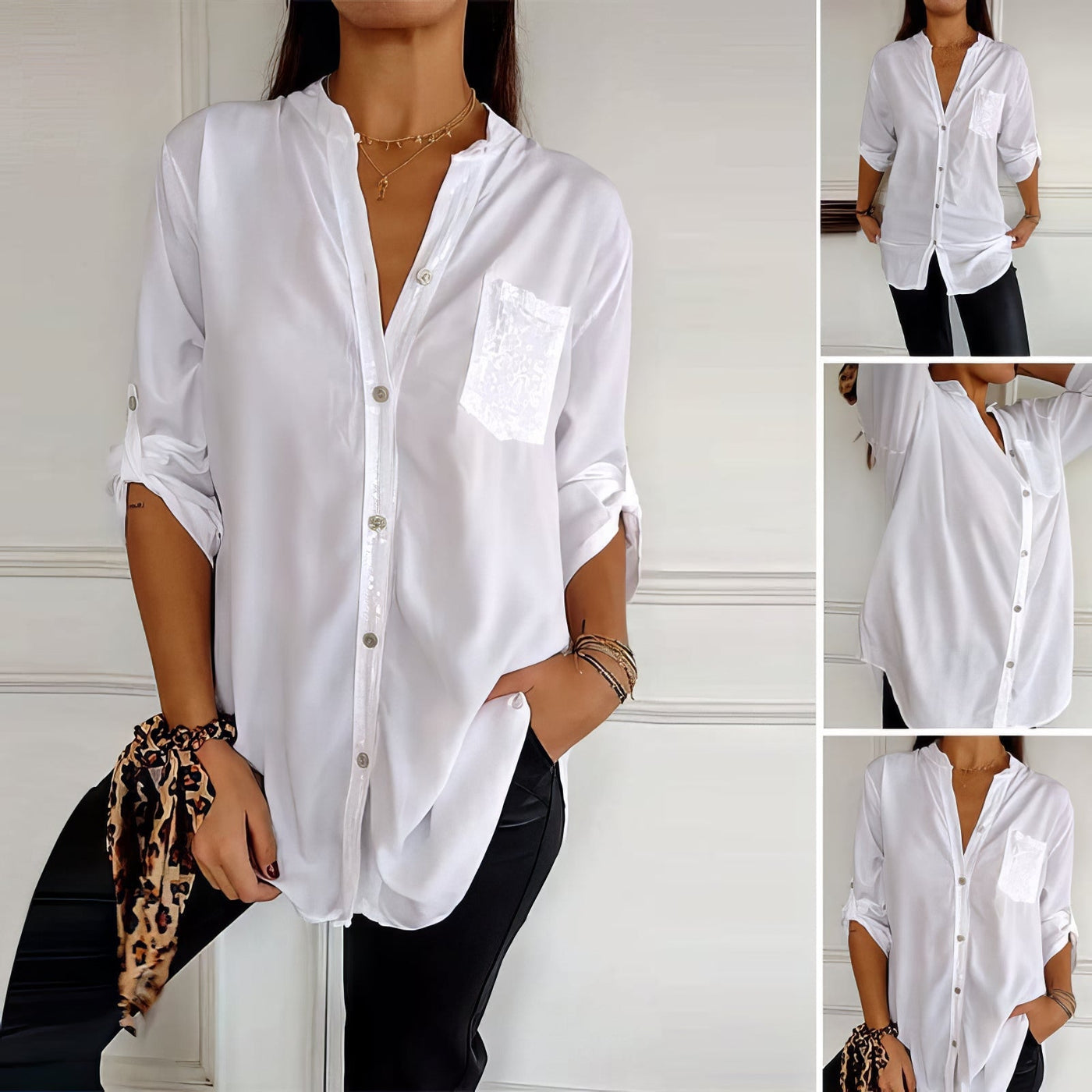 LUCIE | Top Patchwork con Paillettes, Brillante ed Elegante