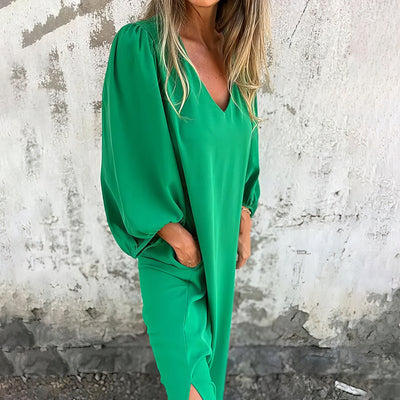 LIVIA | Vestito Lungo Bohémien con Tasche e Taglio Stilizzato