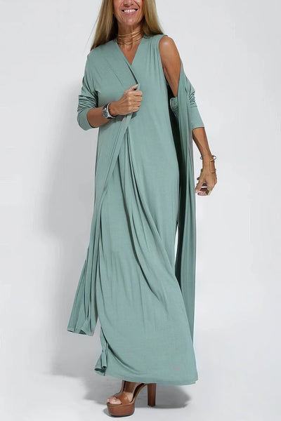 Lauren™ | Robe longue élégante + cardigan assorti OFFERT EN CADEAU