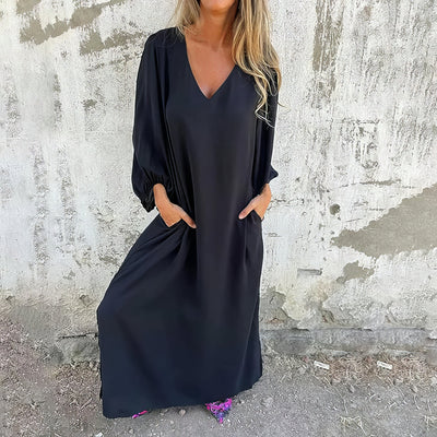 LIVIA | Vestito Lungo Bohémien con Tasche e Taglio Stilizzato