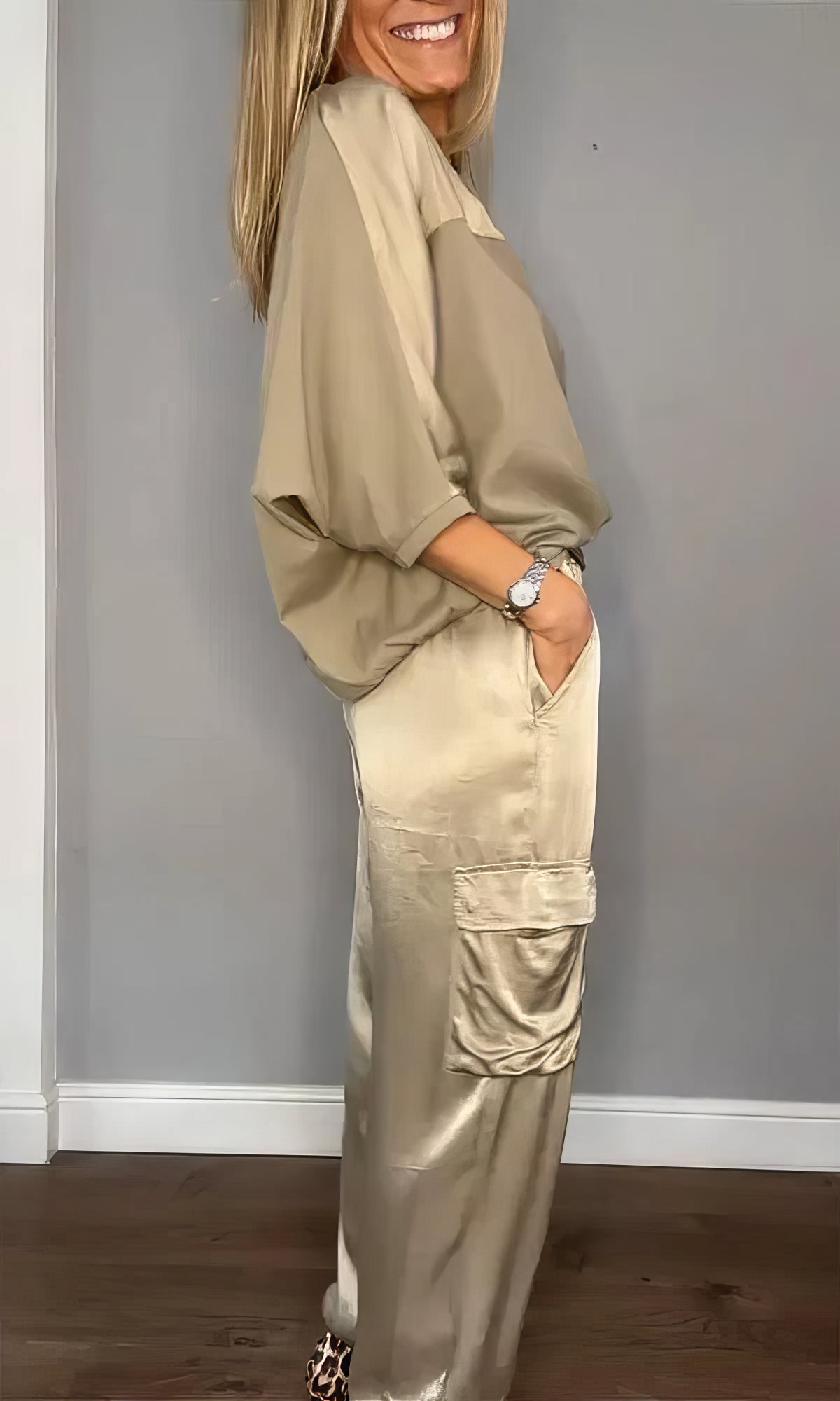 AMELIA | Completo Due Pezzi Camicetta e Pantalone Cargo Chic