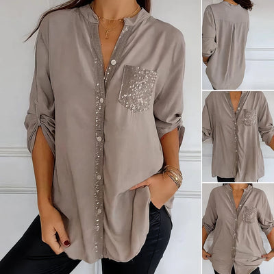 LUCIE | Top Patchwork con Paillettes, Brillante ed Elegante