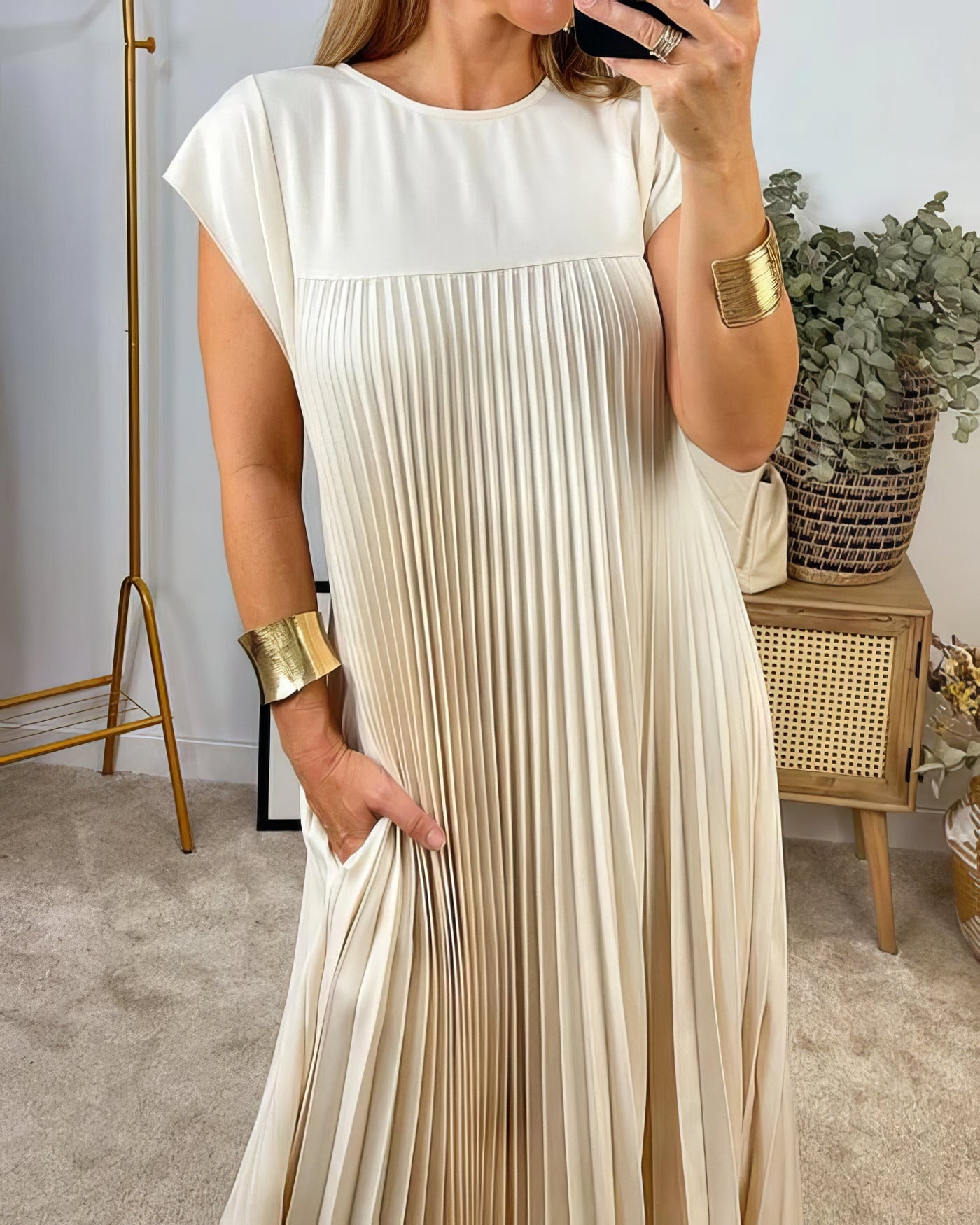 Sophie™ | Robe Plissée Simple Sans Manches