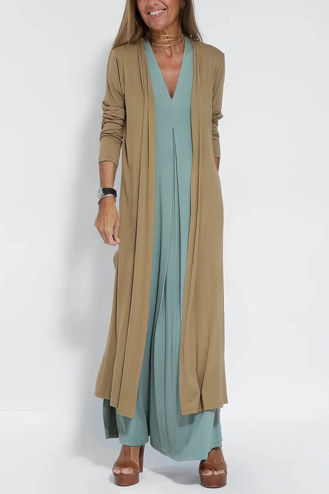 Lauren™ | Robe longue élégante + cardigan assorti OFFERT EN CADEAU