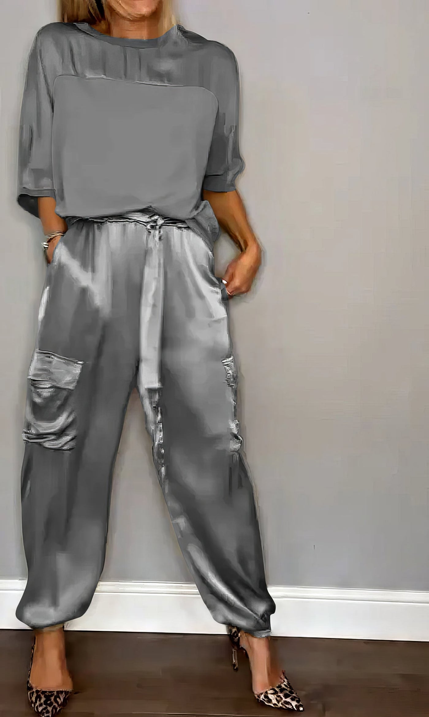 AMELIA | Completo Due Pezzi Camicetta e Pantalone Cargo Chic