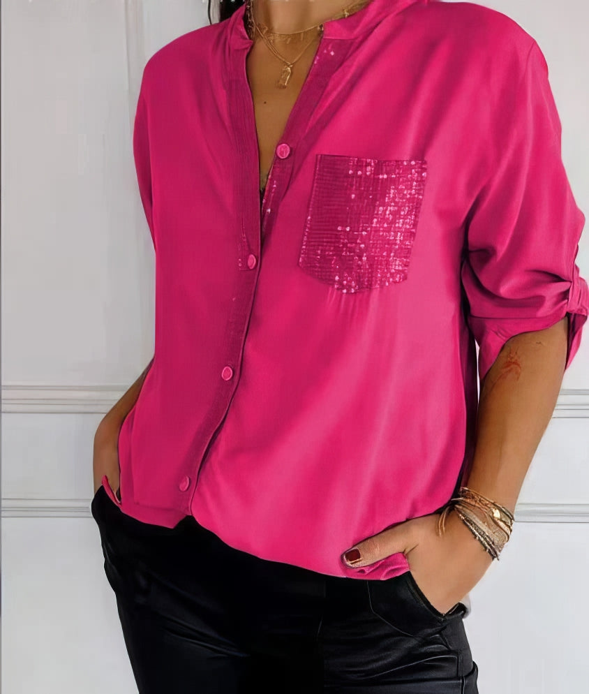 LUCIE | Top Patchwork con Paillettes, Brillante ed Elegante