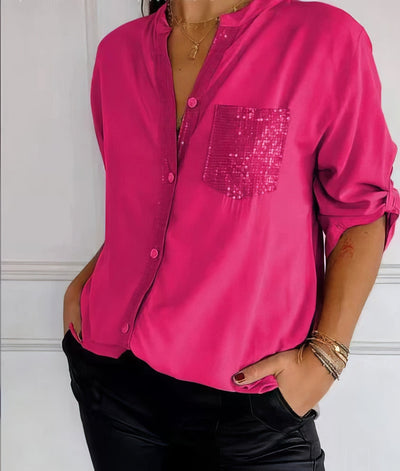 LUCIE | Top Patchwork con Paillettes, Brillante ed Elegante